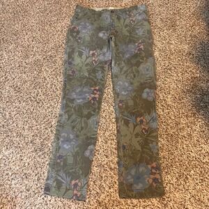 GAP Floral Girlfriend Chino Pants Size 02 Olive Green‎ Casual Trousers